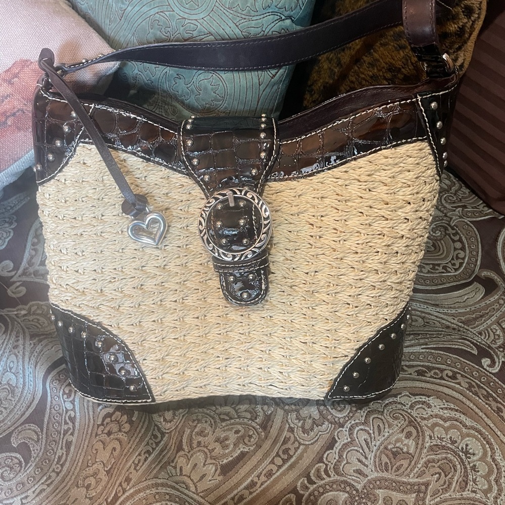 Brighton Brown and Cream Woven Shoulder Bag